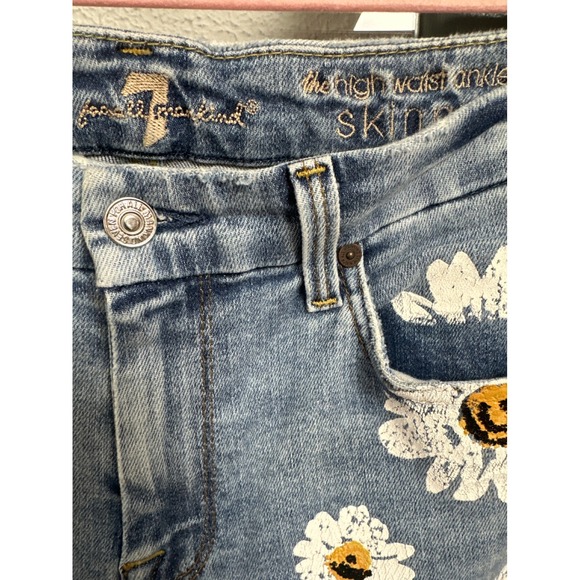 7 For All Mankind High Waist Ankle Skinny Jeans Daisy Size 29 - Picture 2 of 5